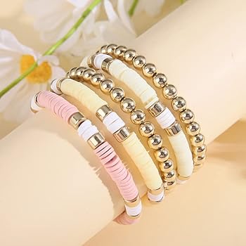 COLORFUL BLING 5Pcs Simple Heishi Surfer Bracelets Set